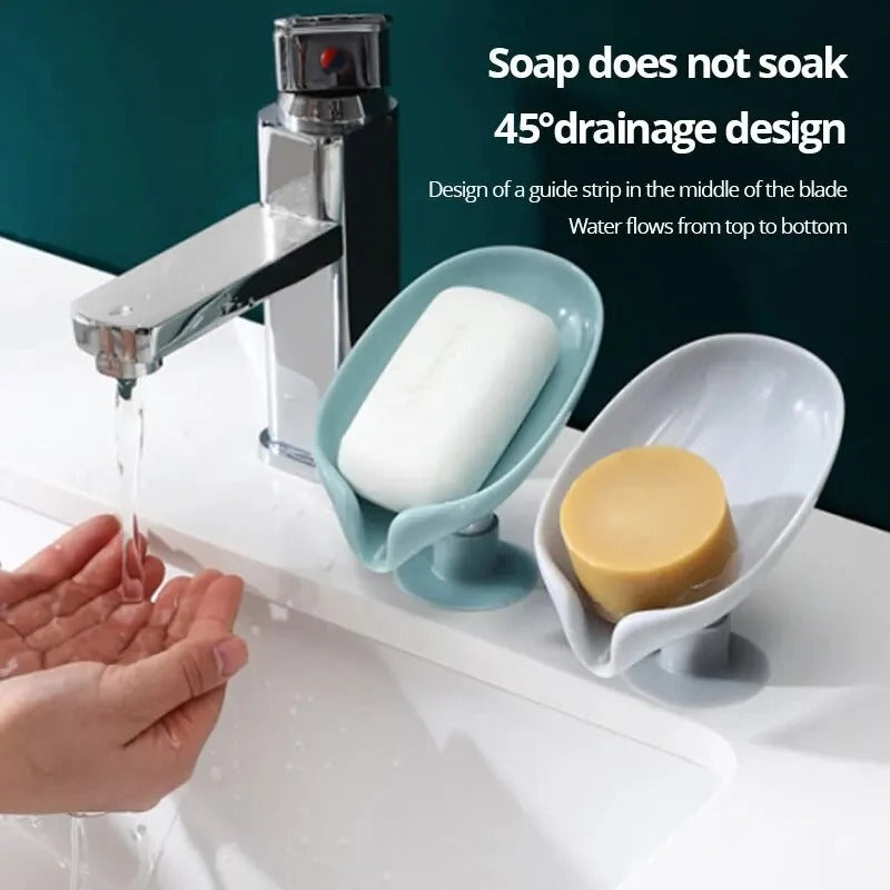 Leaf-Shape Self-Draining Soap Holder – Decorative Hydraulic Soap Dish