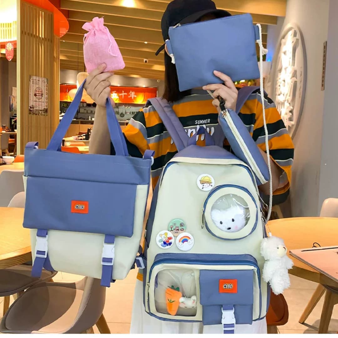 4-Piece Girls Waterproof Backpack Set