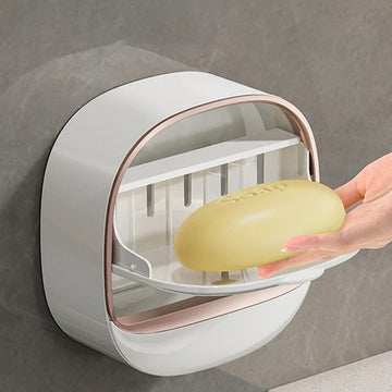 Wall Mounted Soap Holder – Punch Free Drain Soap Box for Bathroom & Laundry