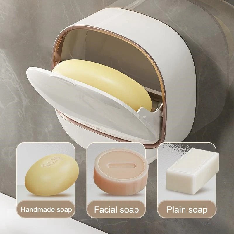 Wall Mounted Soap Holder – Punch Free Drain Soap Box for Bathroom & Laundry
