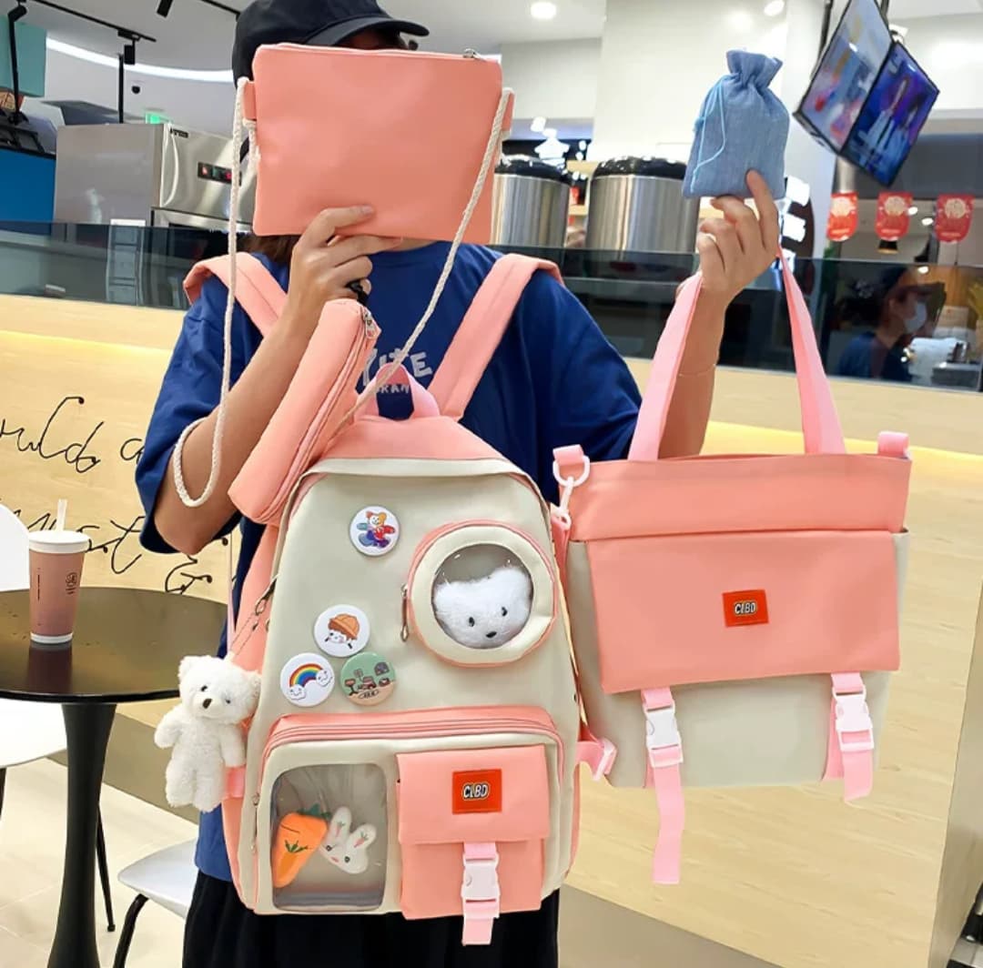 4-Piece Girls Waterproof Backpack Set