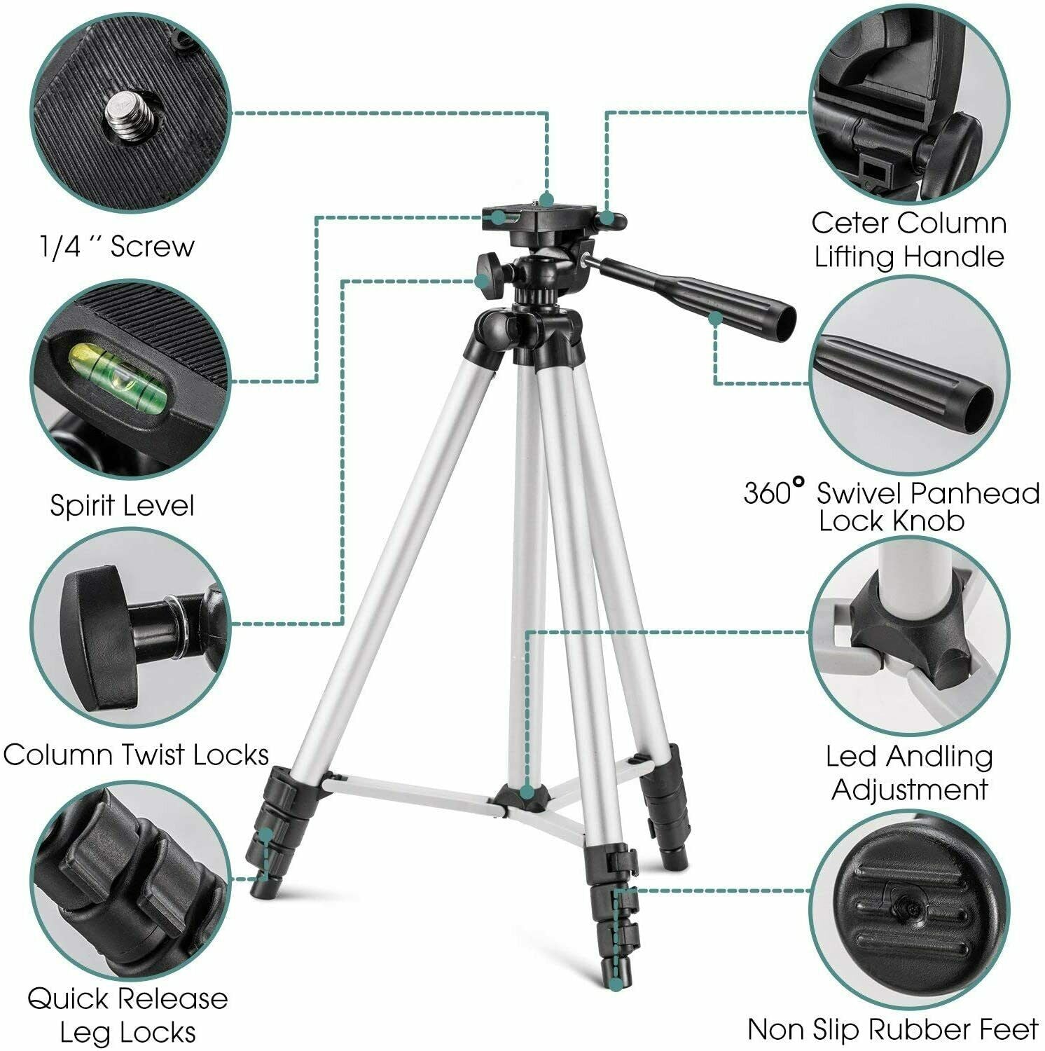 3.5 Feet Adjustable Tripod Stand for Mobile Phones & Cameras – Model 3110