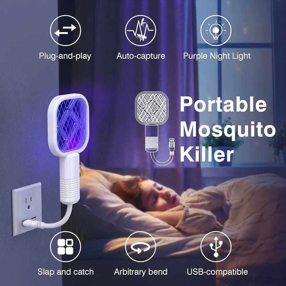Electric Mini USB Mosquito Killer Racquet Lamp – Wireless Insect Catcher