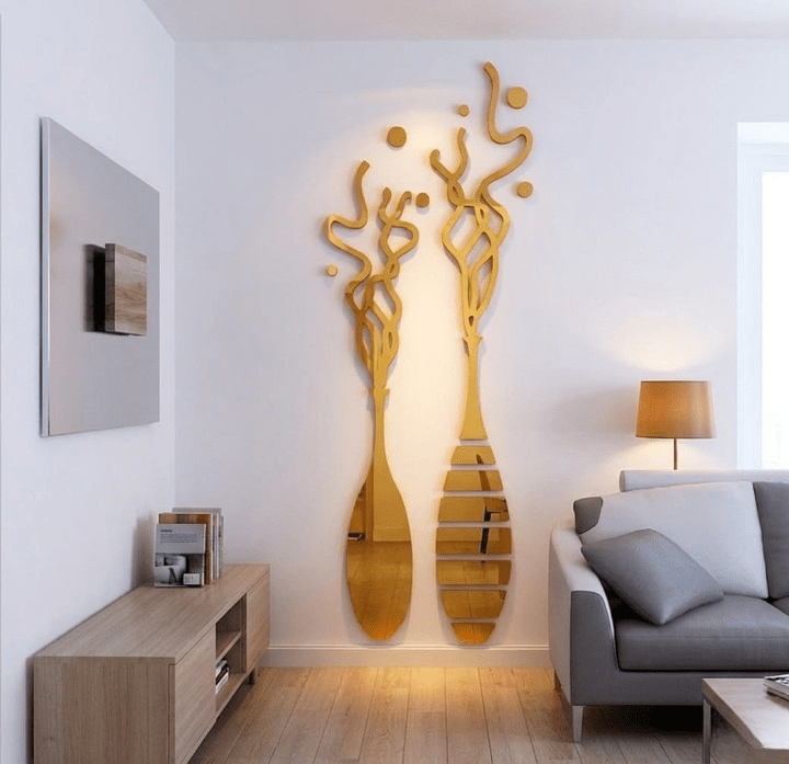 EVENTO 3D Acrylic Mirror Wall Decorations – Modern Wall Art Stickers & Decals 2 Panels 16x36 Inches - NextGenTrend Store