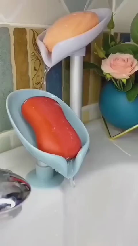 Leaf-Shape Self-Draining Soap Holder – Decorative Hydraulic Soap Dish