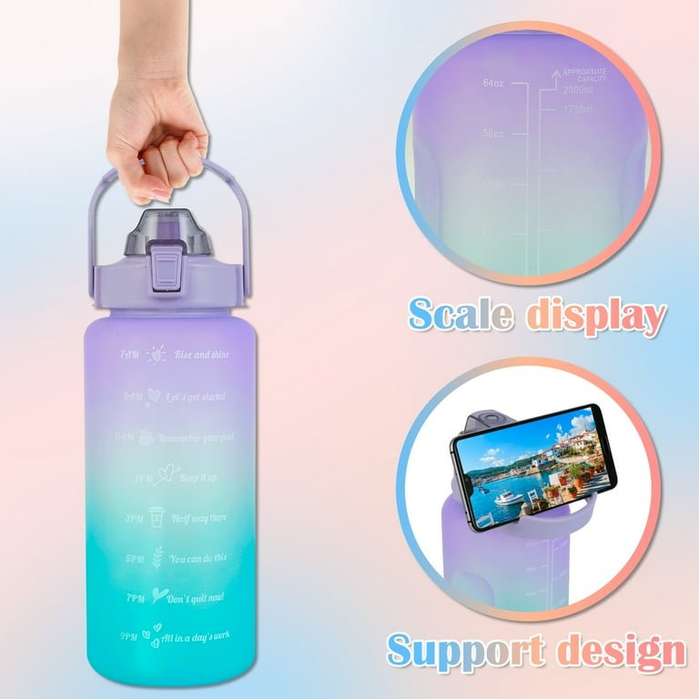 Sports Water Bottles 3 Pcs Set with Motivational Time Marker & Leak Proof Flip Top Lid - NextGenTrend Store