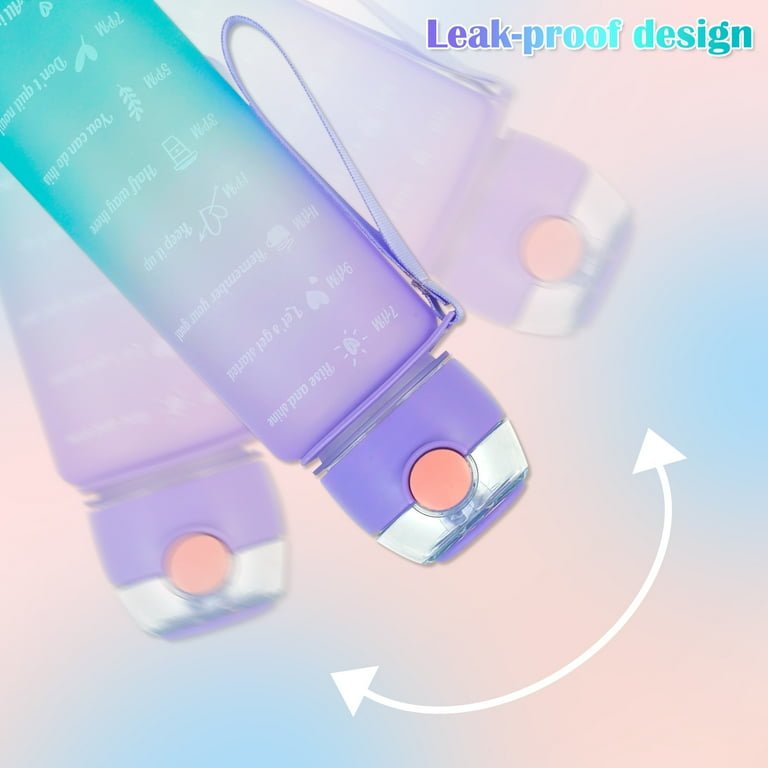 Sports Water Bottles 3 Pcs Set with Motivational Time Marker & Leak Proof Flip Top Lid - NextGenTrend Store
