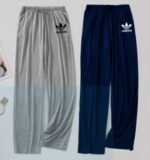 Men’s summer cotton trousers in grey and navy blue colors designed for casual wear, gym workouts, and comfortable everyday fashion.