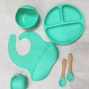 Premium silicone baby feeding set BPA free infant feeding bowl plate spoon