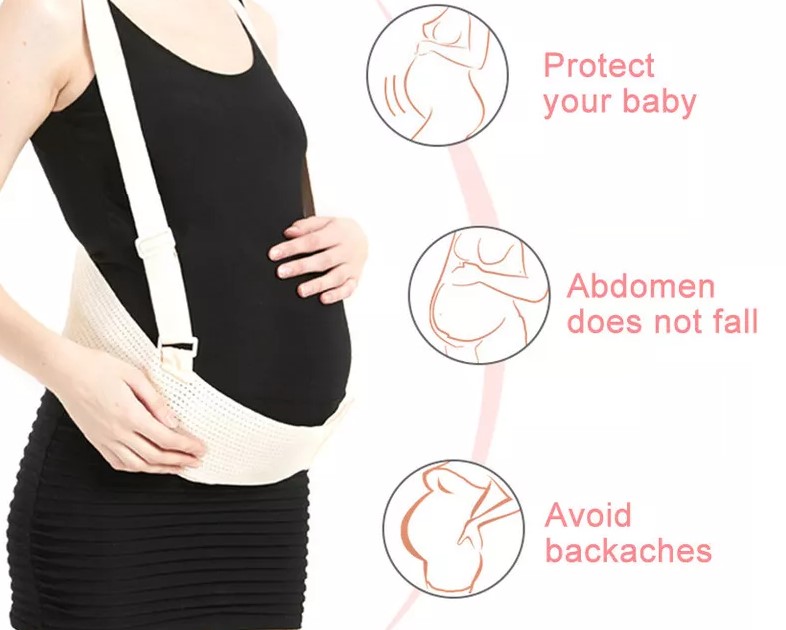 Maternity belt back support belly band pregnancy waist support brace black abdominal binder